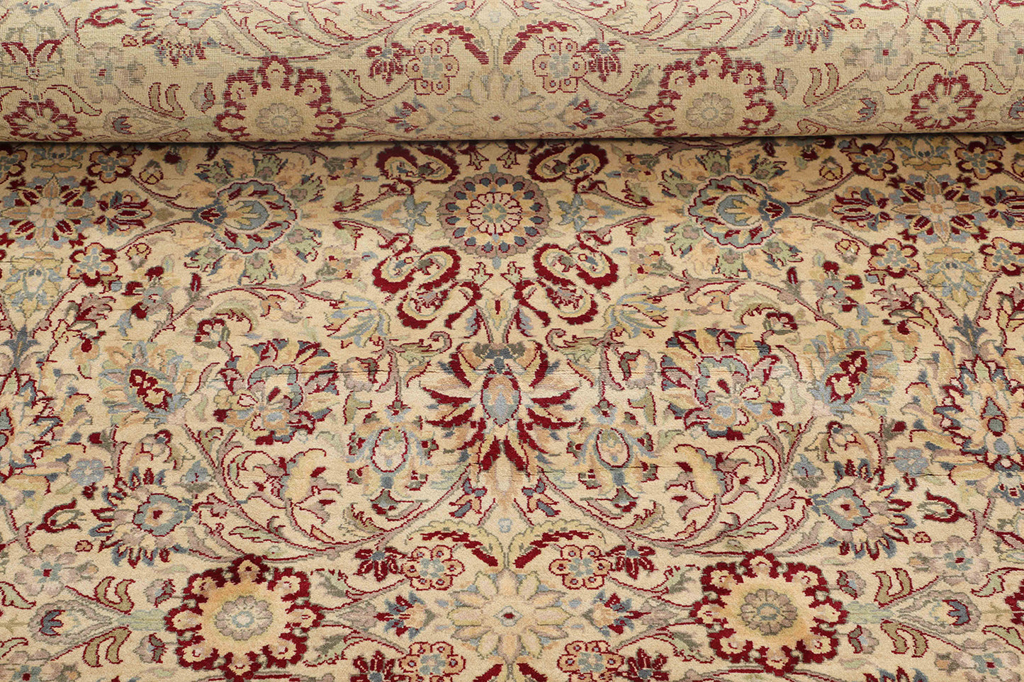 Hand-Knotted Lahore Carpet 9'.3" X 12' Oriental, Beige Fine Wool Area Rug 9x12