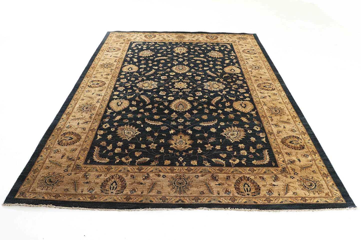 Hand-Knotted Oushak Carpet 8'.11" X 11'.10" Traditional, N/Blue Fine Wool Area Rug 9x12