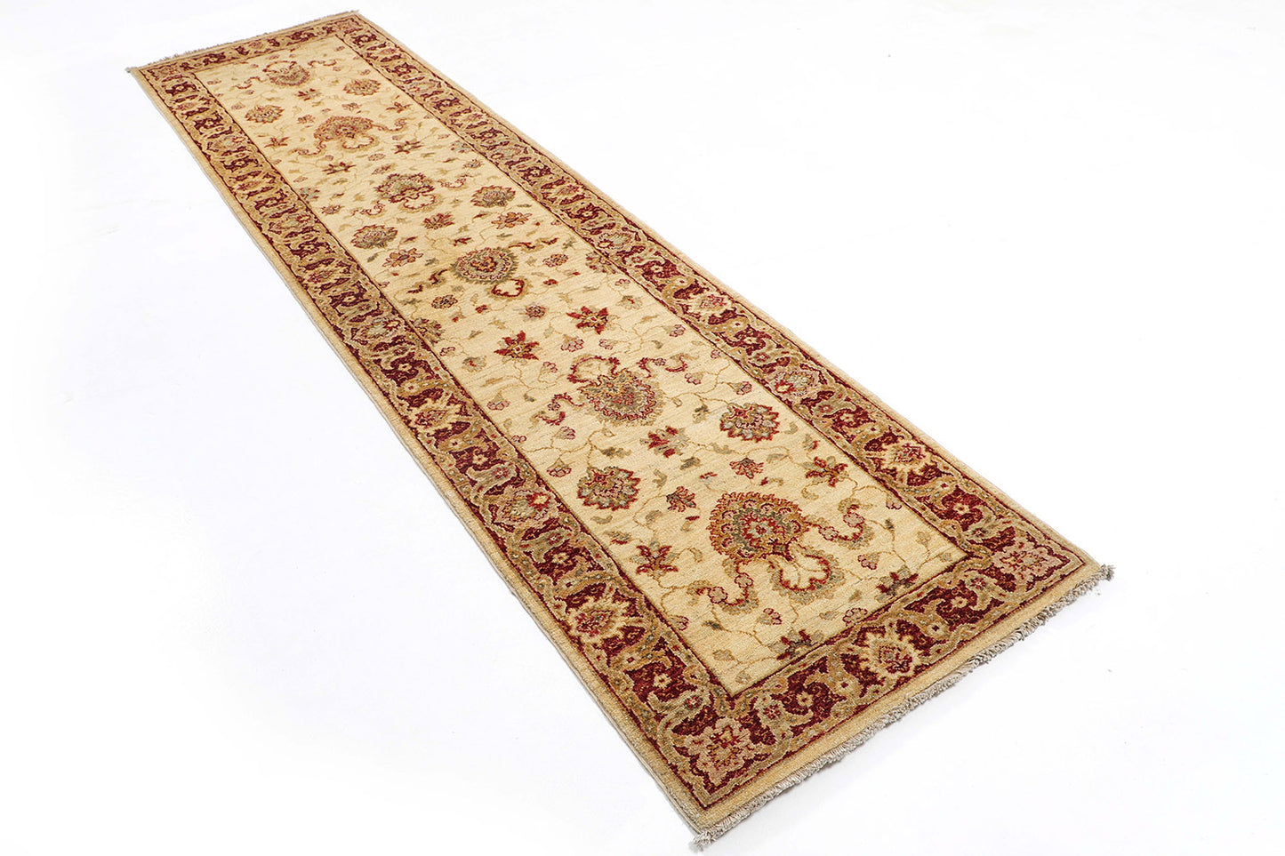 2.5x10 Hand-Knotted Ariana Carpet 2'.7" X 10' Traditional, Ivory Fine Wool Runner Rug D40666