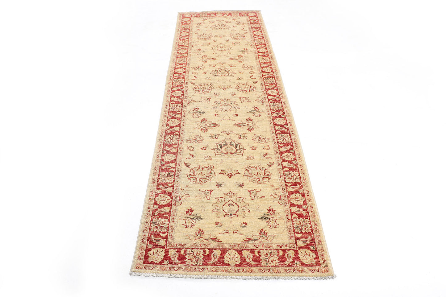 2.5X10 Hand-Knotted Ariana Carpet Traditional Beige Fine Wool Runner Rug D44466