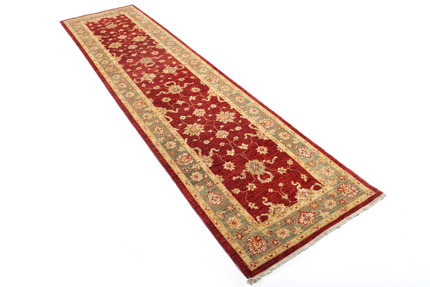 2.5x10 Hand-Knotted Ariana Carpet 2'.6" X 10'.5" Traditional, Red Fine Wool Runner Rug D40669