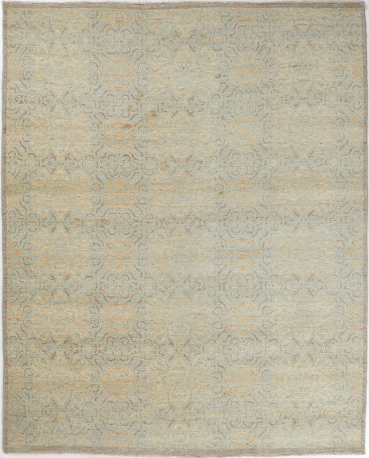 Hand-Knotted Gabbeh Carpet 7'.9" X 9'.6" , L/Blue Fine Wool Area Rug 8x10