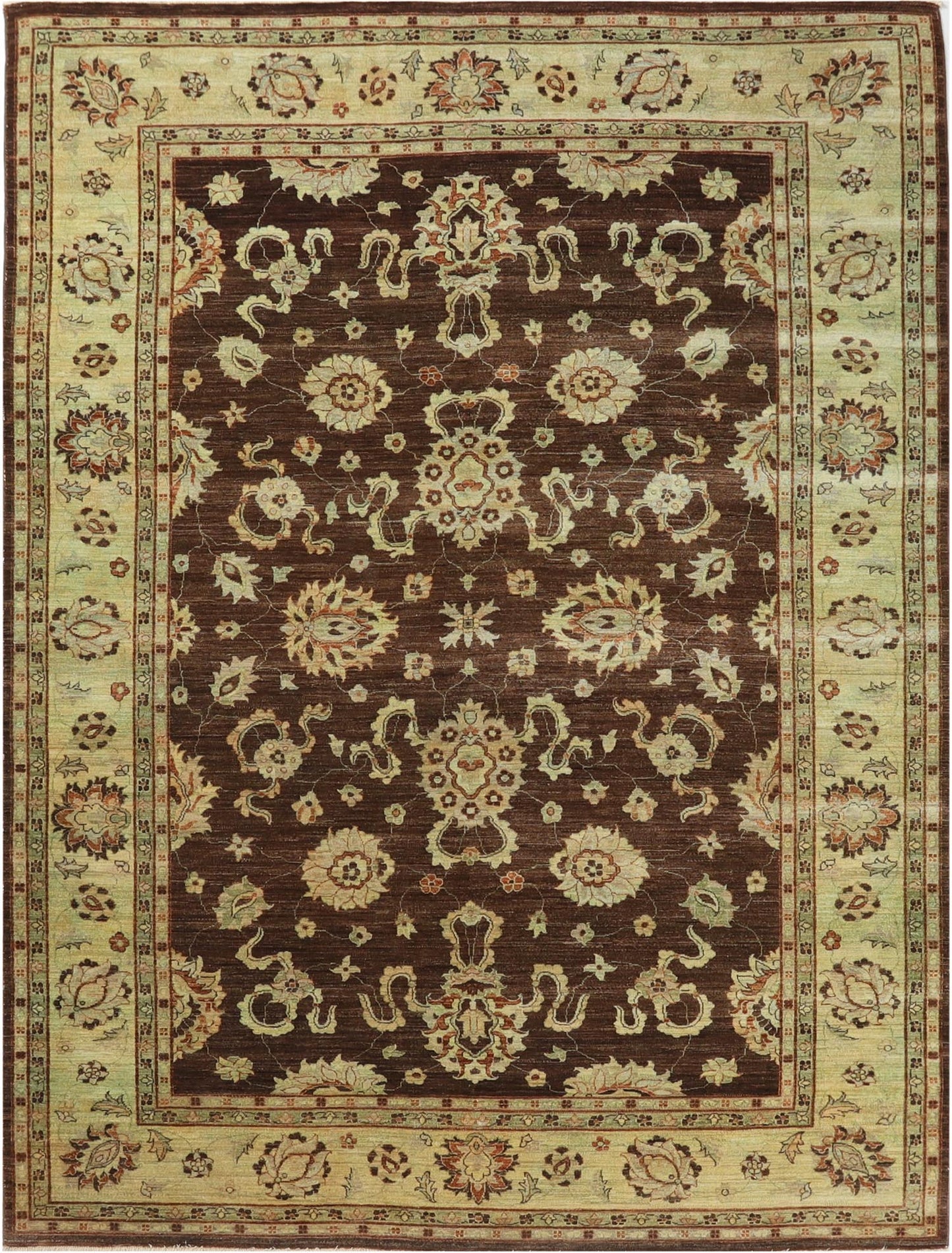 Hand-Knotted Oushak Carpet 8'.11" X 12' Traditional, Brown Fine Wool Area Rug 9x12