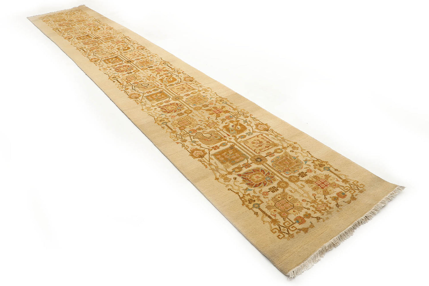 2.5x16 Hand-Knotted Ariana Carpet 2'.8" X 15'.10" Traditional, Ivory Fine Wool Runner Rug D41490