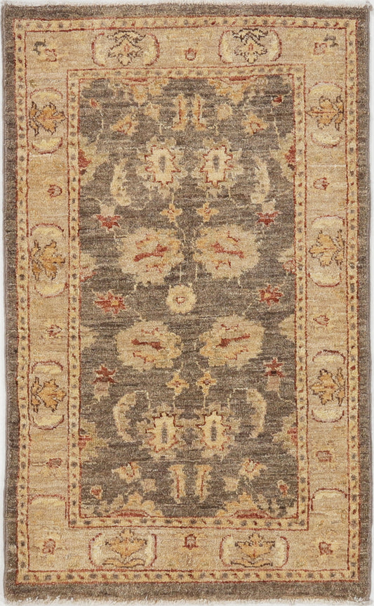 Hand-Knotted Oushak Carpet 2'.7" X 4'.1" Traditional, Green Fine Wool Accent Rug 2.5x4
