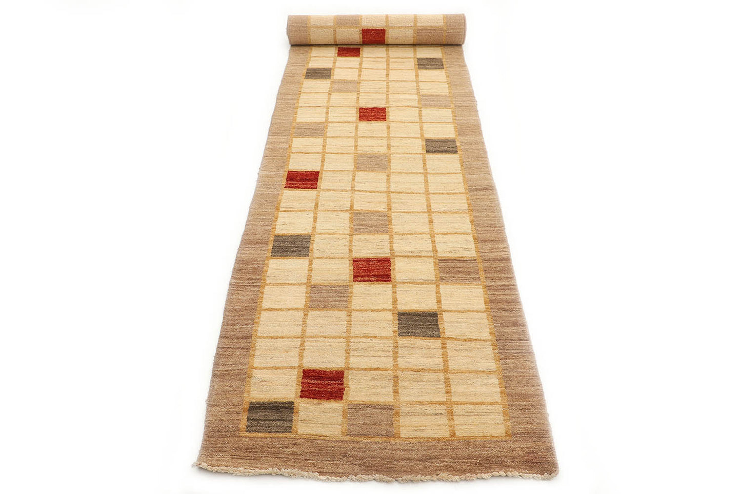 Hand-Knotted Gabbeh Carpet 2'.8" X 12'.9" Tribal, Ivory Fine Wool Runner Rug 2.5x14 D18557