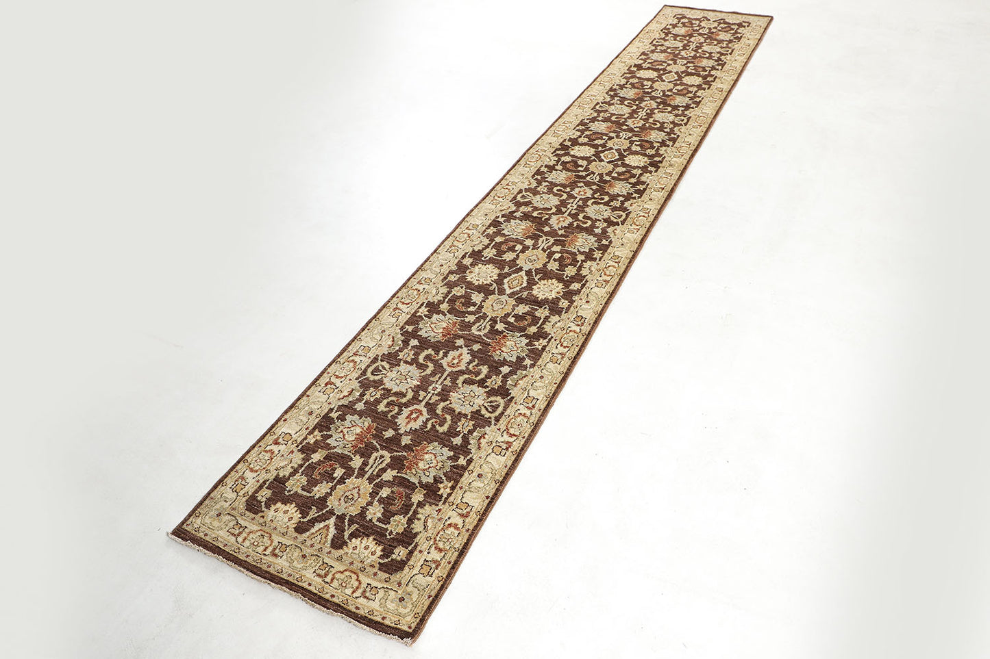 Hand-Knotted Oushak Carpet 2'.8" X 15'.8" Traditional, Brown Fine Wool Runner Rug 2.5x16