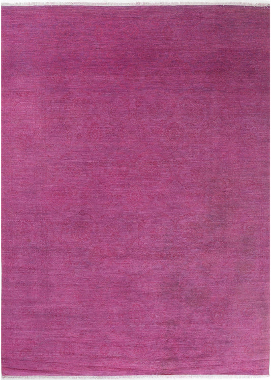 Hand-Knotted Oushak Carpet 9'.1" X 12'.11" Traditional, Pink Fine Wool Area Rug 10x14