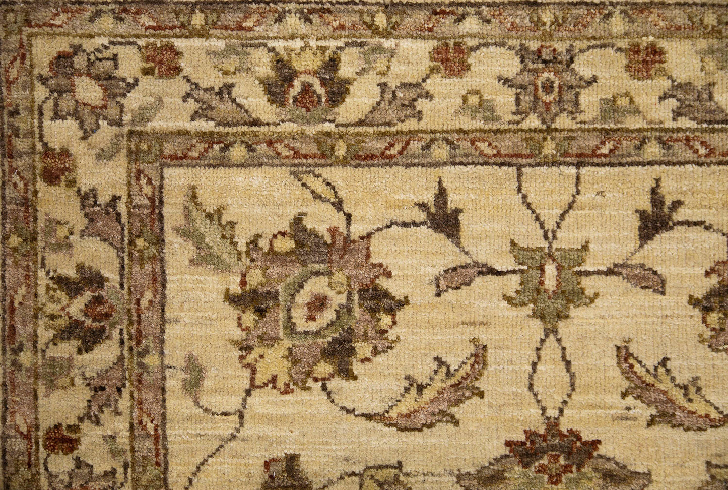 Hand-Knotted Oushak Carpet 3'.2" X 5'.1" Traditional, Beige Fine Wool Accent Rug 3x5