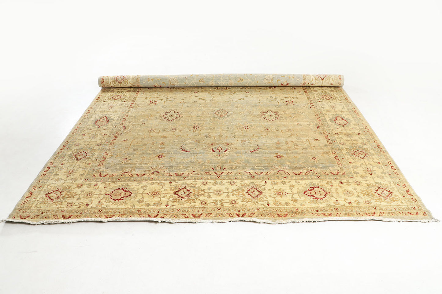 Hand-Knotted Ariana Carpet 9'.10" X 14'.3" Traditional, Grey Fine Wool Area Rug 10x14 D40699