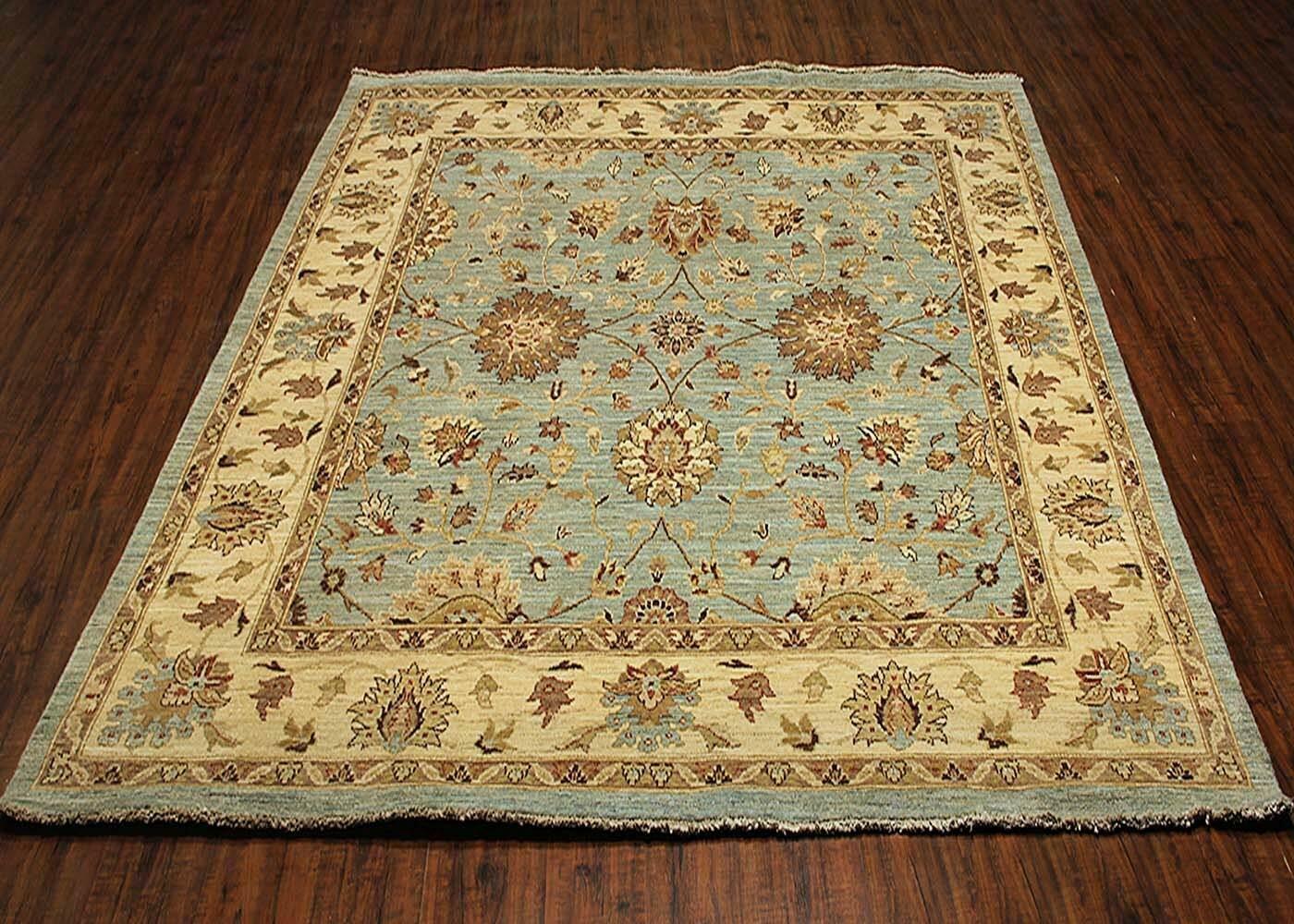 Traditional Hand-Knotted Oriental Chobi Area Rugs Gray/Beige Turkish Rugs (8 x 8) 8x8