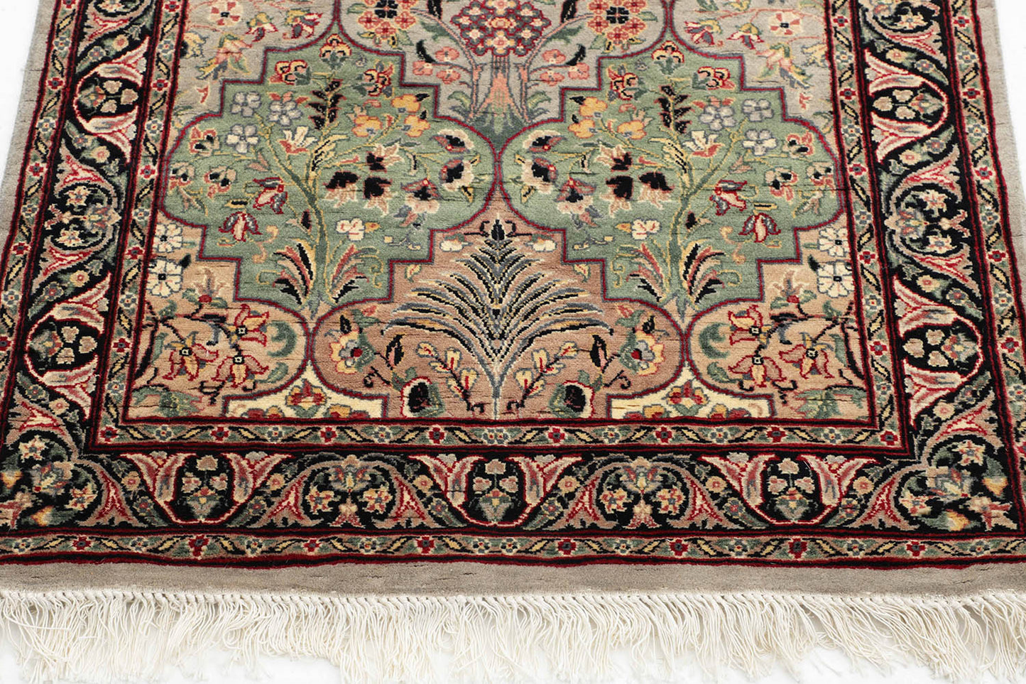 Hand-Knotted Lahore Carpet 2'.6" X 9'.10" Oriental, Grey Fine Wool Runner Rug 2.5x10