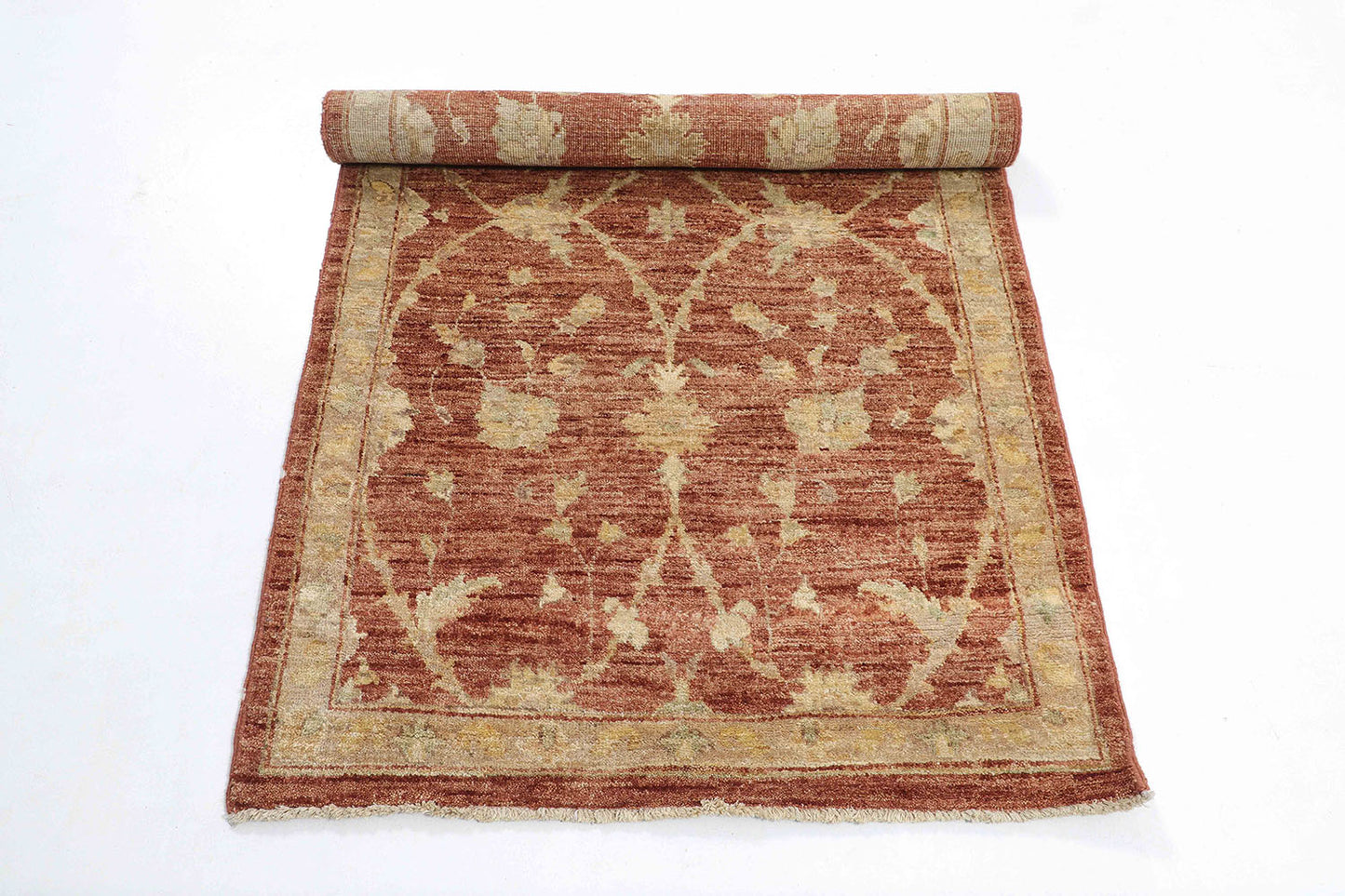 Hand-Knotted Oushak Carpet 3'.1" X 5'.2" Traditional, Rust Fine Wool Accent Rug 3x5