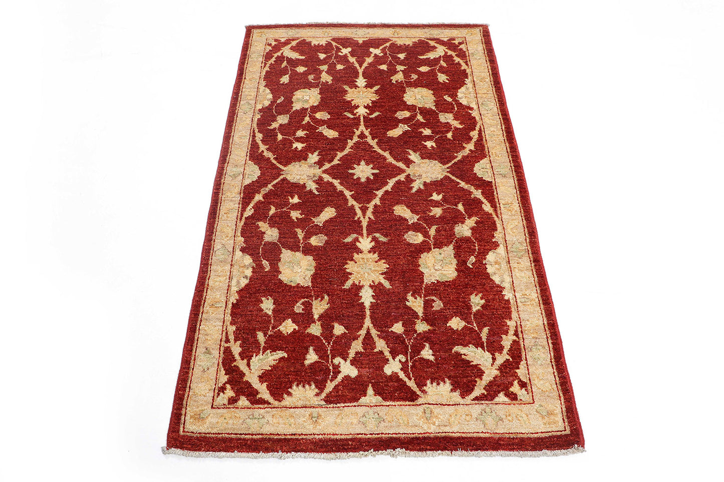 Hand-Knotted Oushak Carpet 3'.2" X 5'.3" Traditional, Red Fine Wool Accent Rug 3x5