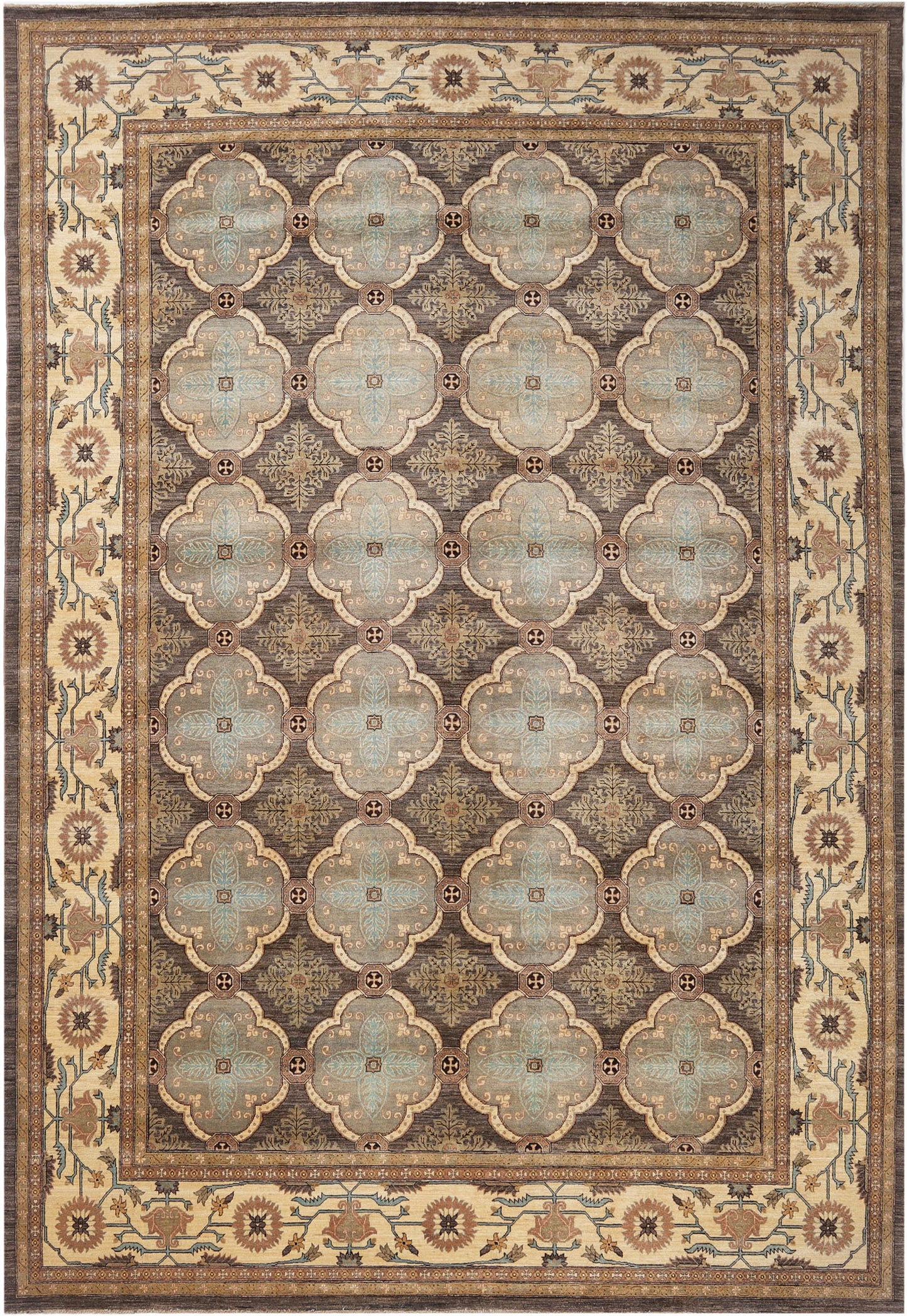 10x14 Hand-Knotted Ariana Carpet 10'.1" X 14'.1" Traditional, Grey Fine Wool Area Rug D52278