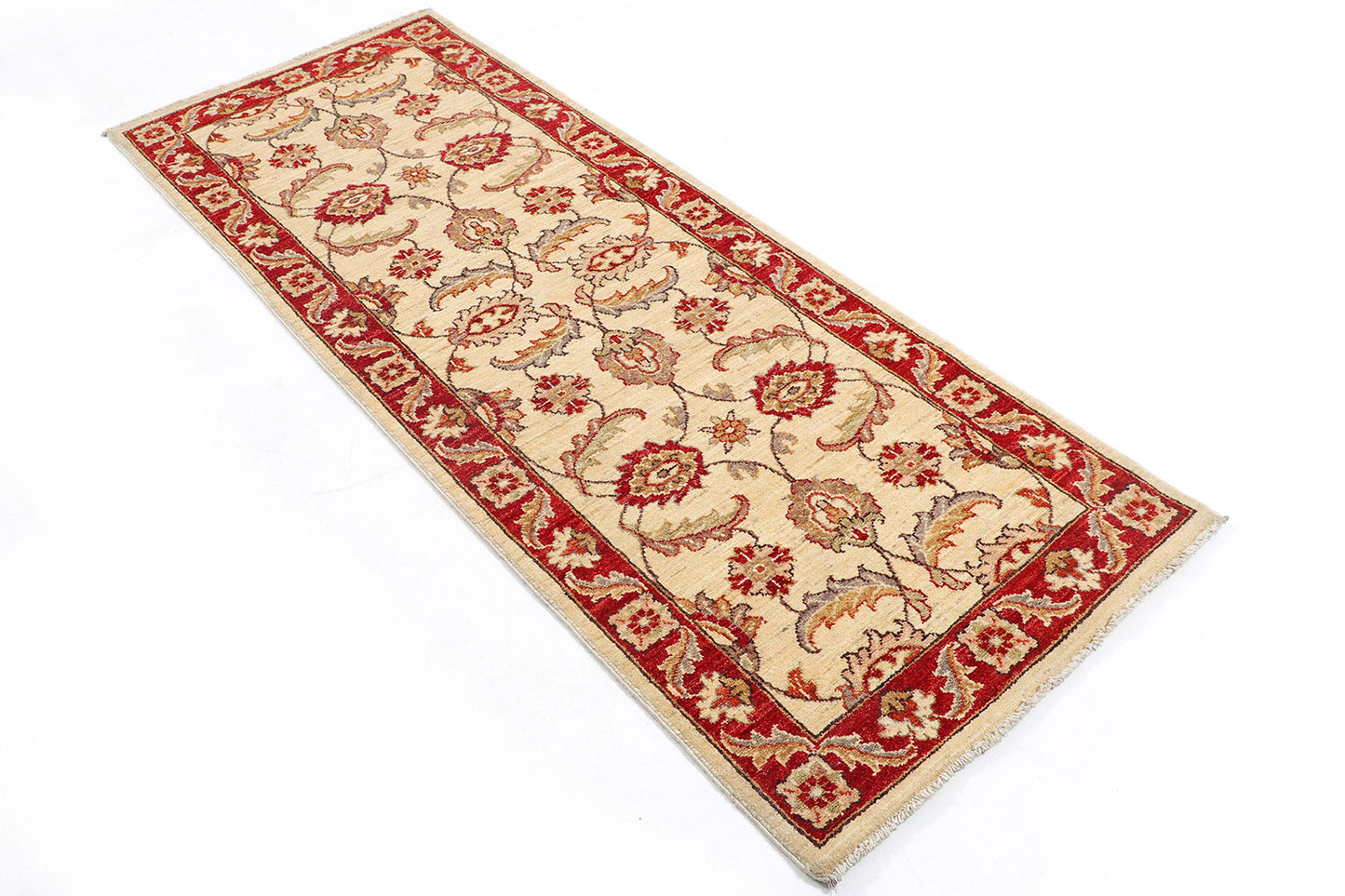 Hand-Knotted Oushak Carpet 2'.7" X 6'.7" Traditional, Red Fine Wool Runner Rug 2.5x6
