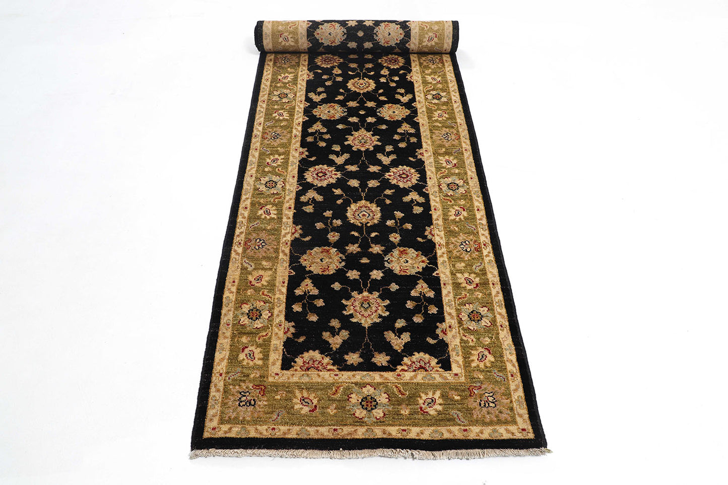 2.5x10 Hand-Knotted Ariana Carpet 2'.9" X 10'.1" Traditional, Black Fine Wool Runner Rug D40673