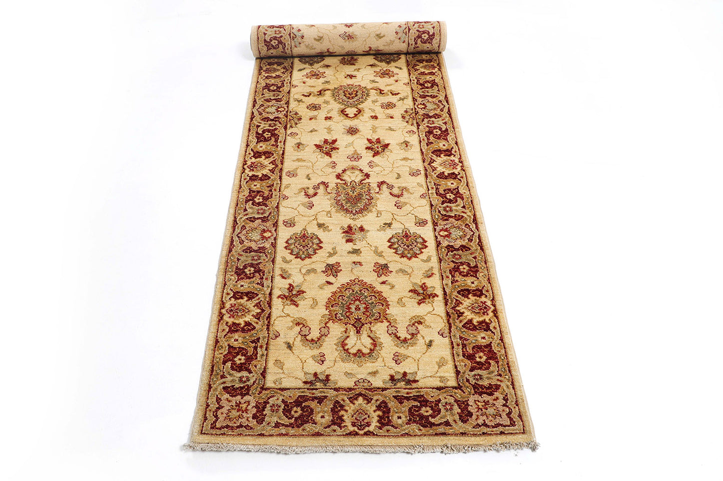 2.5x10 Hand-Knotted Ariana Carpet 2'.7" X 10' Traditional, Ivory Fine Wool Runner Rug D40666
