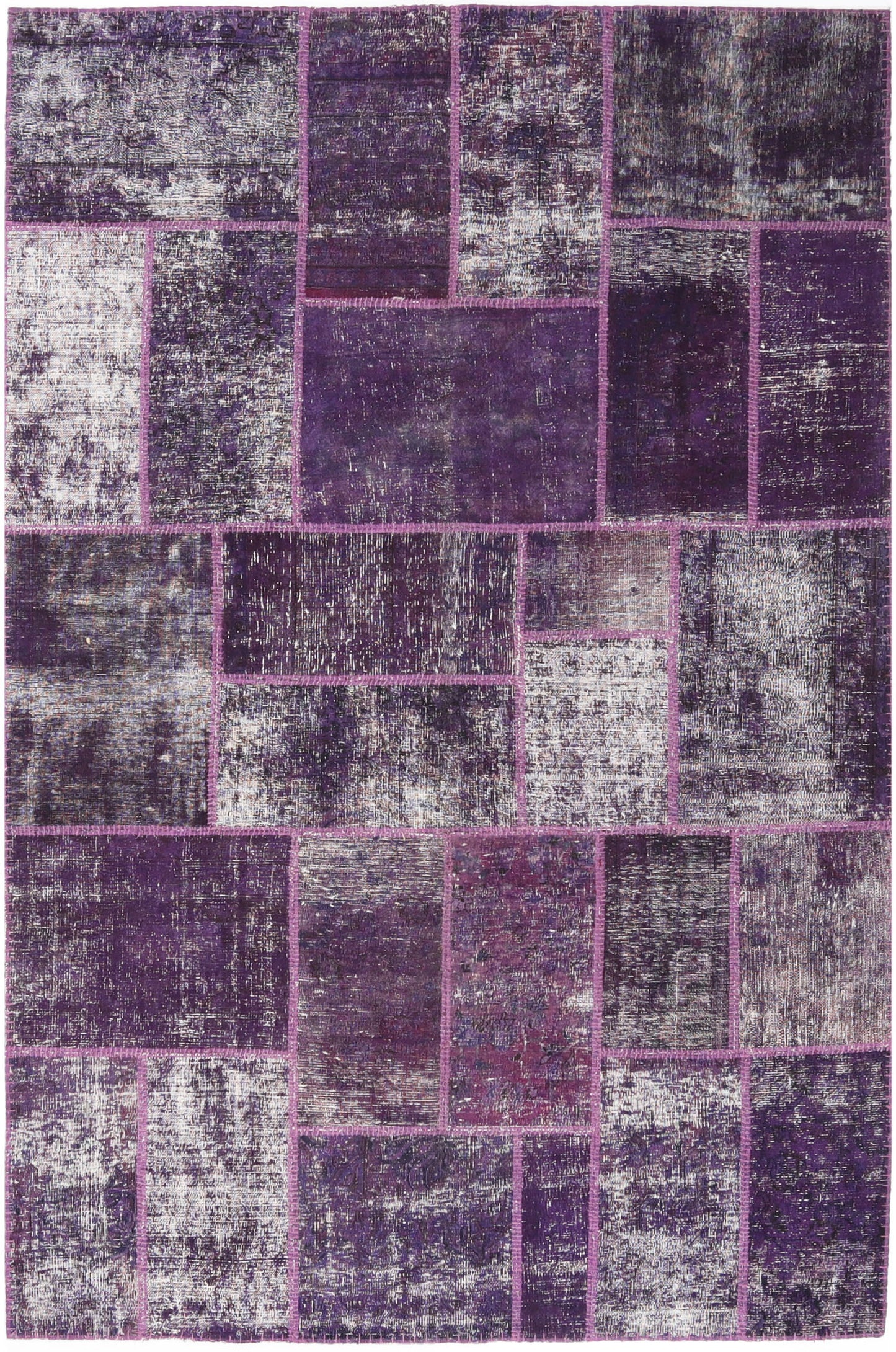 Hand-Knotted Gabbeh Carpet 6'.5" X 9'.9" , Purple Fine Wool Area Rug 7x10
