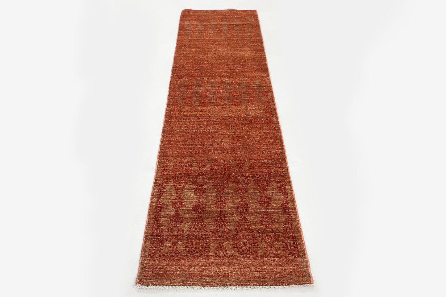 Hand-Knotted Oushak Carpet 2'.7" X 9'.10" Traditional, Rust Fine Wool Runner Rug 2.5x10