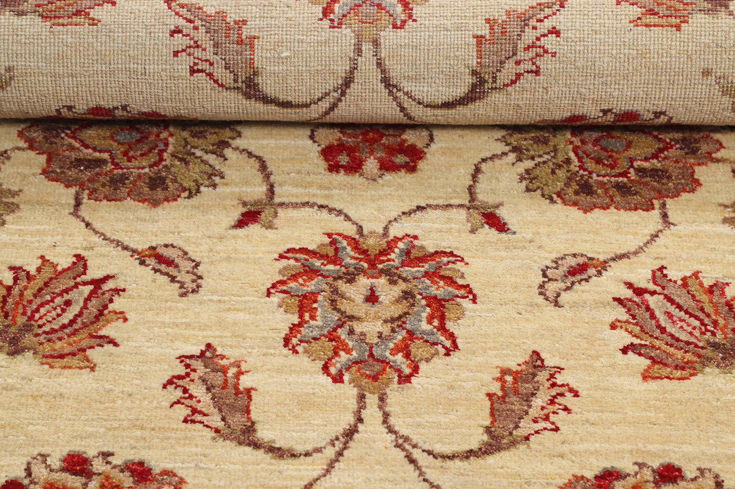 Hand-Knotted Oushak Carpet 3'.4" X 6'.6" Traditional, Ivory Fine Wool Area Rug 3x6