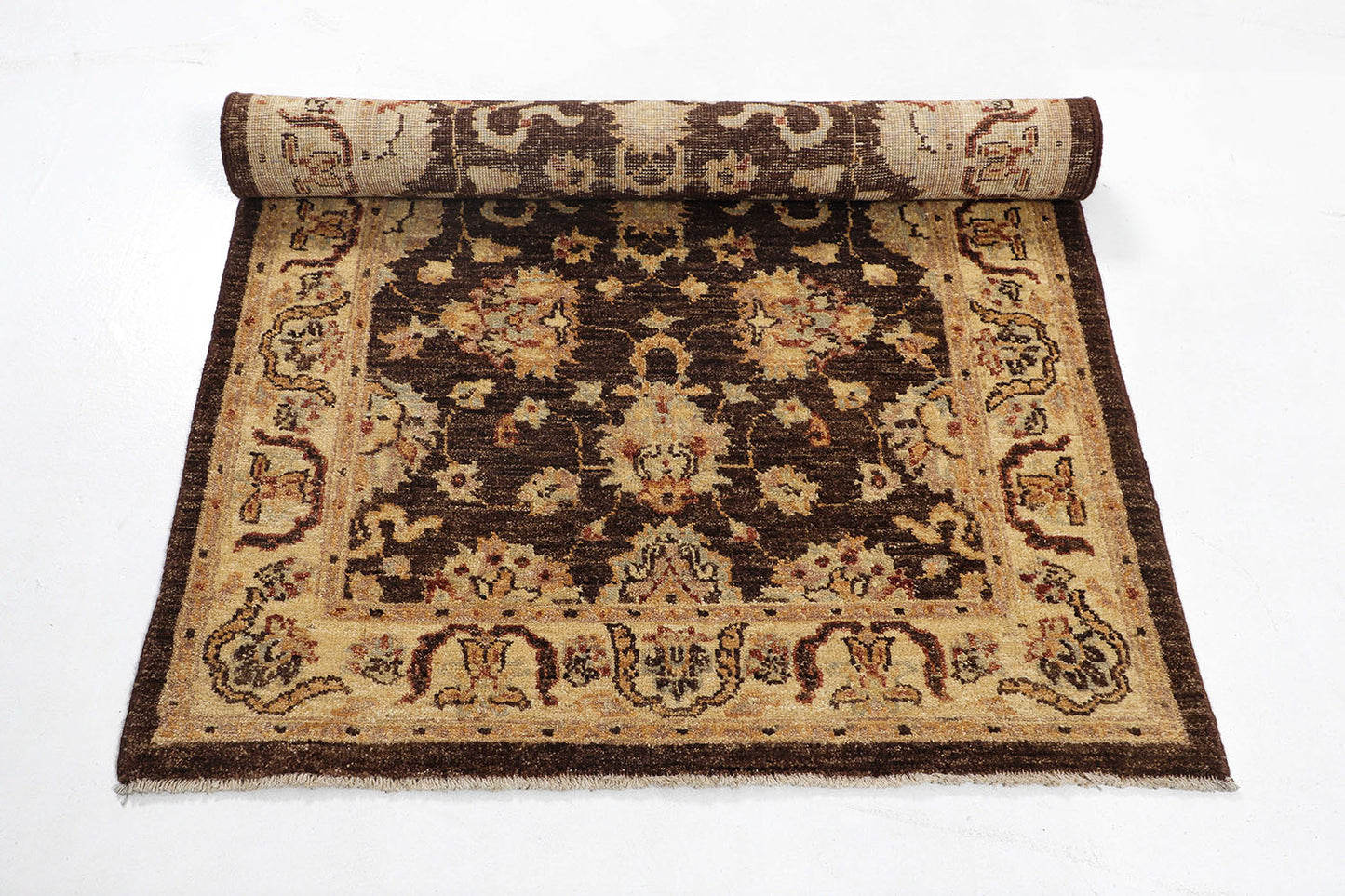 Hand-Knotted Oushak Carpet 3'.1" X 5' Traditional, Brown Fine Wool Accent Rug 3x5