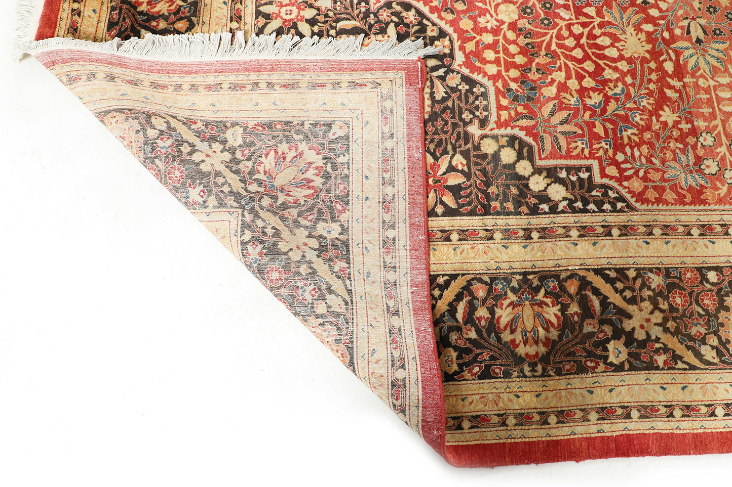 Hand-Knotted Lahore Carpet 9'.2" X 12'.1" Oriental, Red Fine Wool Area Rug 9x12