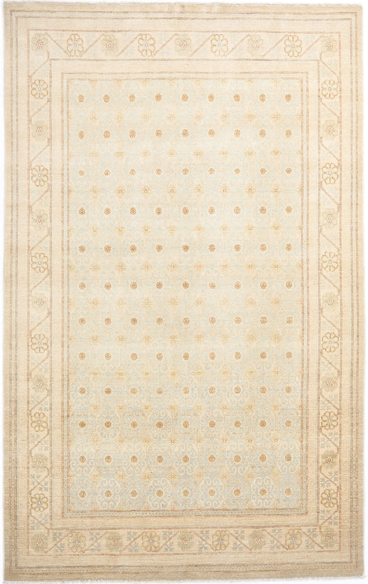 Hand-Knotted Oushak Carpet 6'.2" X 9'.10" Traditional, Grey Fine Wool Area Rug 6x9