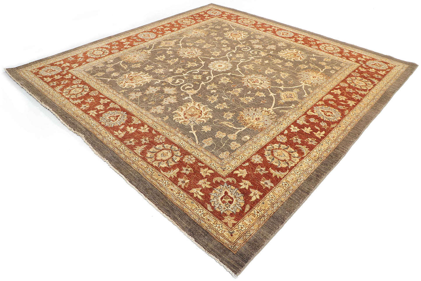 Hand-Knotted Oushak Carpet 8'.11" X 9'.1" Traditional, Grey Fine Wool Area Rug 8x10