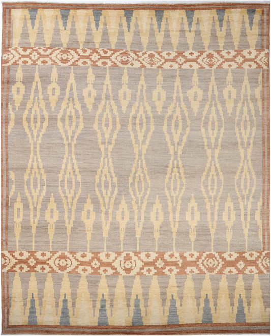 Hand-Knotted Gabbeh Carpet 8'.4" X 10'.4" , Grey Fine Wool Area Rug 8x10