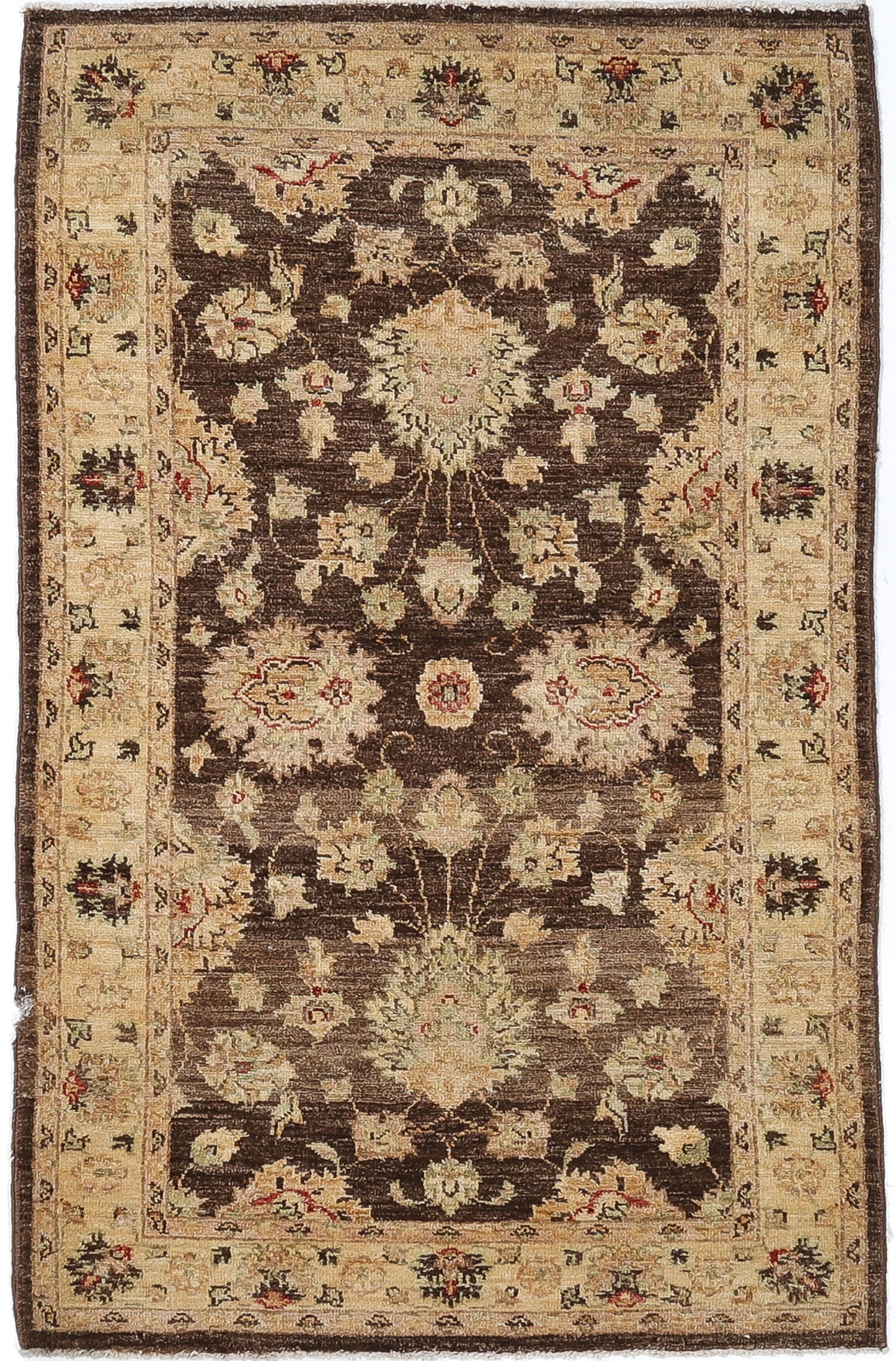 Hand-Knotted Oushak Carpet 3'.3" X 5'.1" Traditional, Brown Fine Wool Accent Rug 3x5