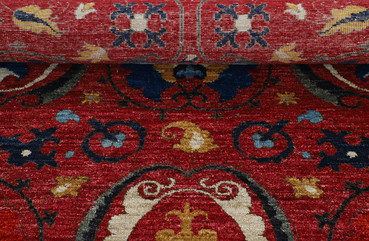 6x9 Hand-Knotted Ariana Carpet 6'.2" X 8'.10" Traditional, Red Fine Wool Area Rug D56798