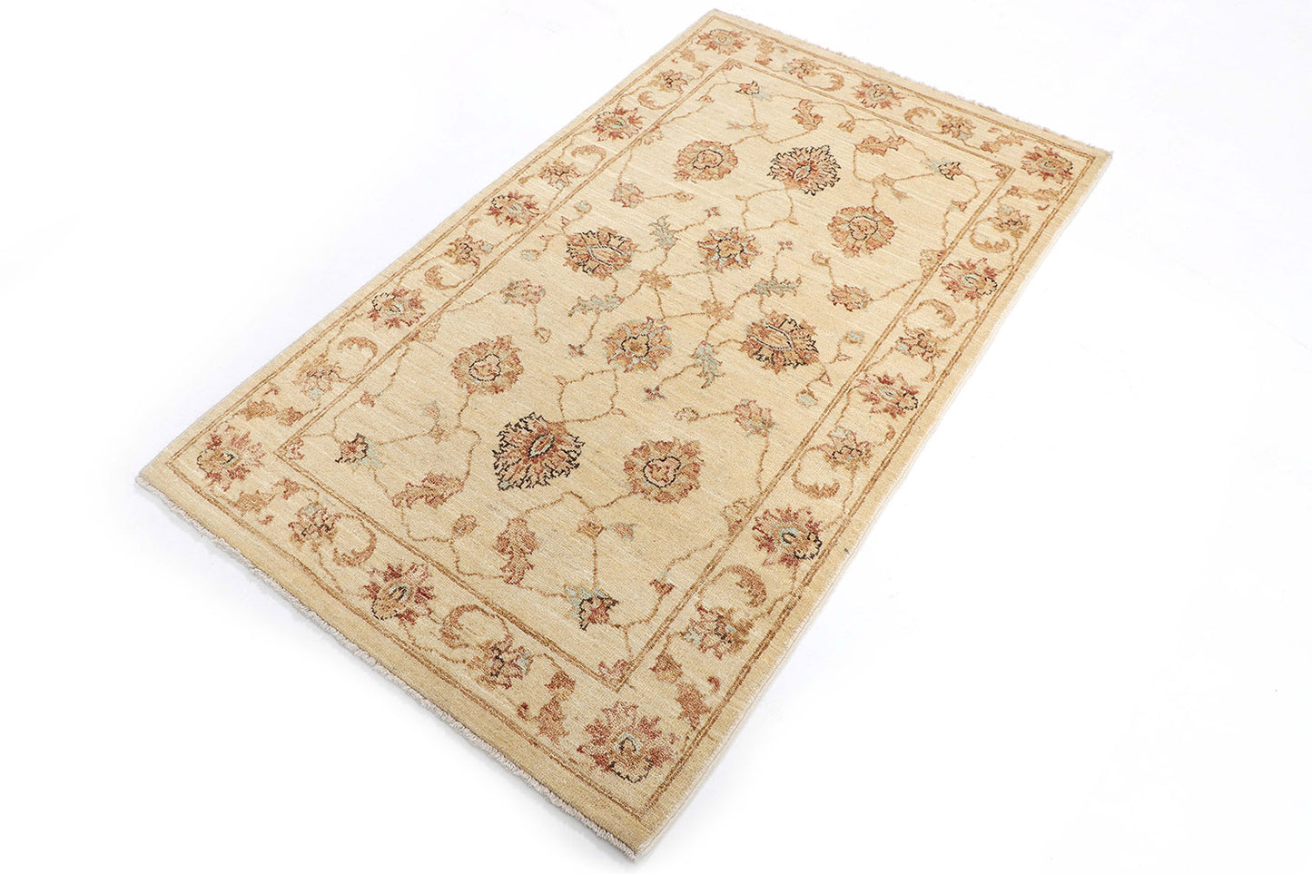 Hand-Knotted Oushak Carpet 3' X 5'.4" Traditional, Ivory Fine Wool Accent Rug 3x5