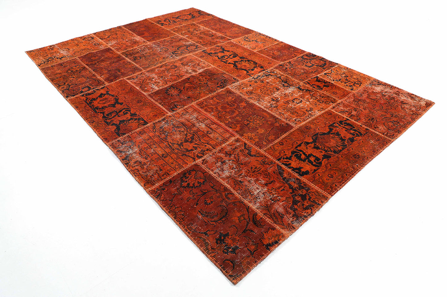 Hand-Knotted Gabbeh Carpet 6'.10" X 10'.2" , Rust Fine Wool Area Rug 7x10