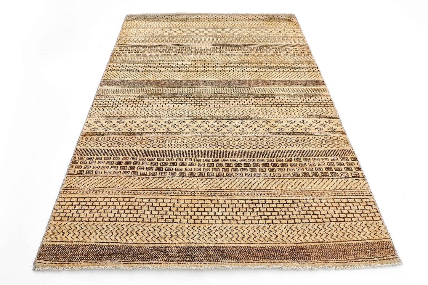 Hand-Knotted Oushak Carpet 4'.7" X 7'.4" Traditional, Ivory Fine Wool Area Rug 4x7