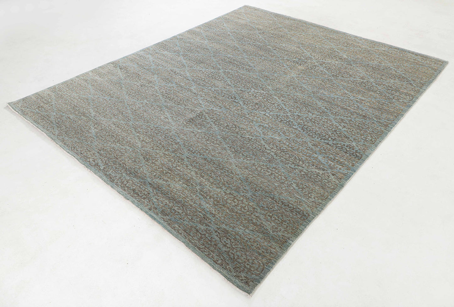Hand-Knotted Oushak Carpet 8'.3" X 11'.9" Traditional, Grey Fine Wool Area Rug 9x12