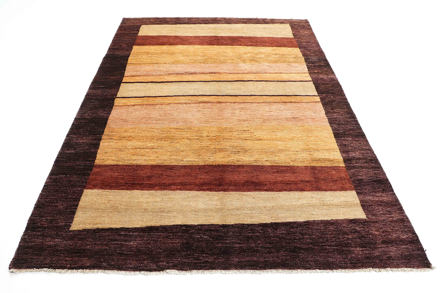 Hand-Knotted Gabbeh Carpet 5'.7" X 8' Tribal, Brown Fine Wool Area Rug 5.5X8