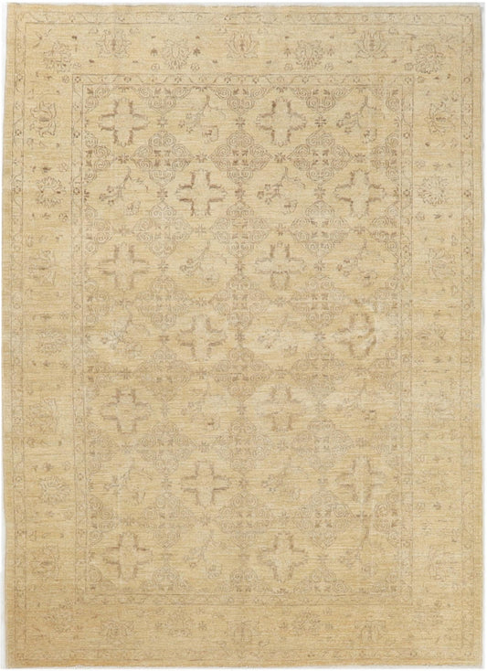 Hand-Knotted Farhan Carpet 5'.11" X 8'.5" Traditional, Beige Fine Wool Area Rug 6x9