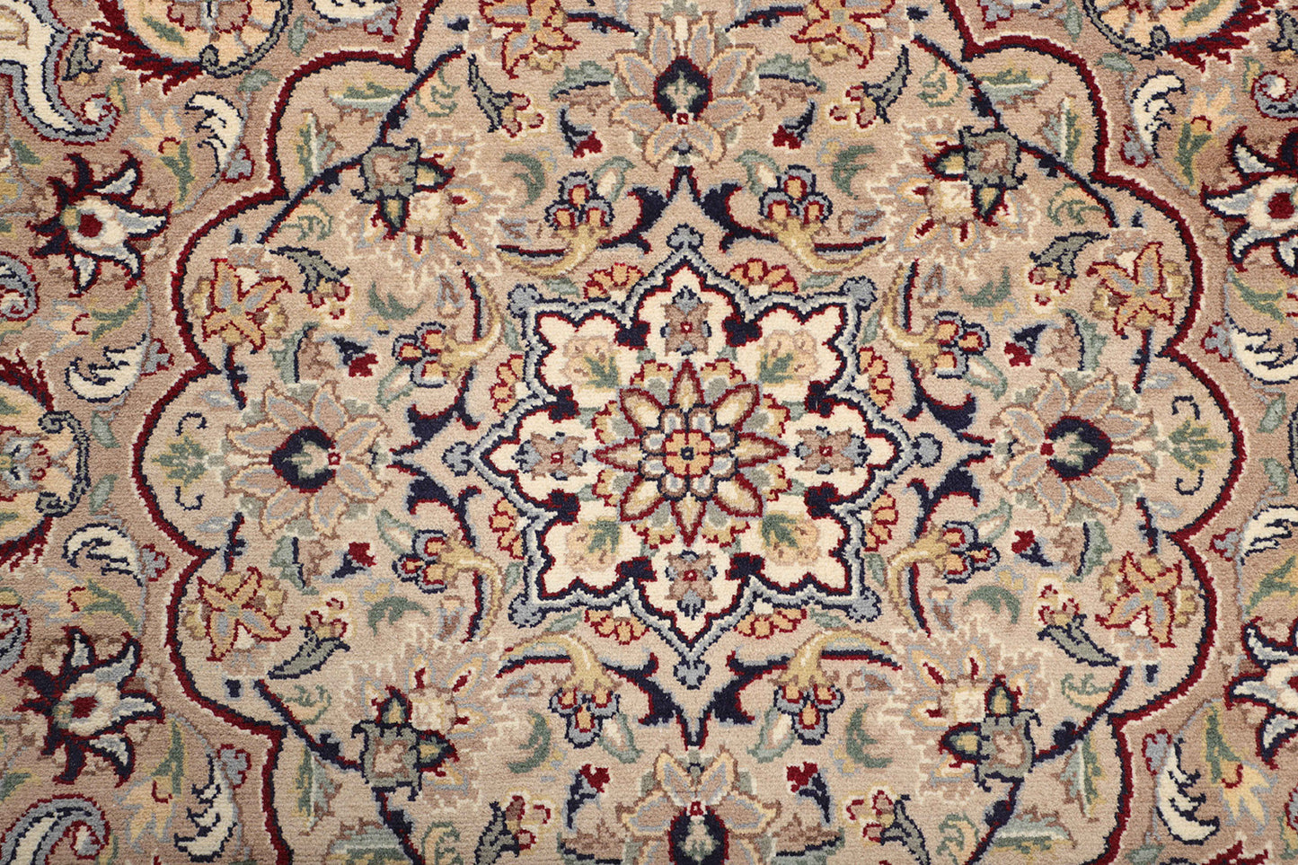 Hand-Knotted Lahore Carpet 9' X 12'.1" Oriental, Ivory Fine Wool Area Rug 9x12