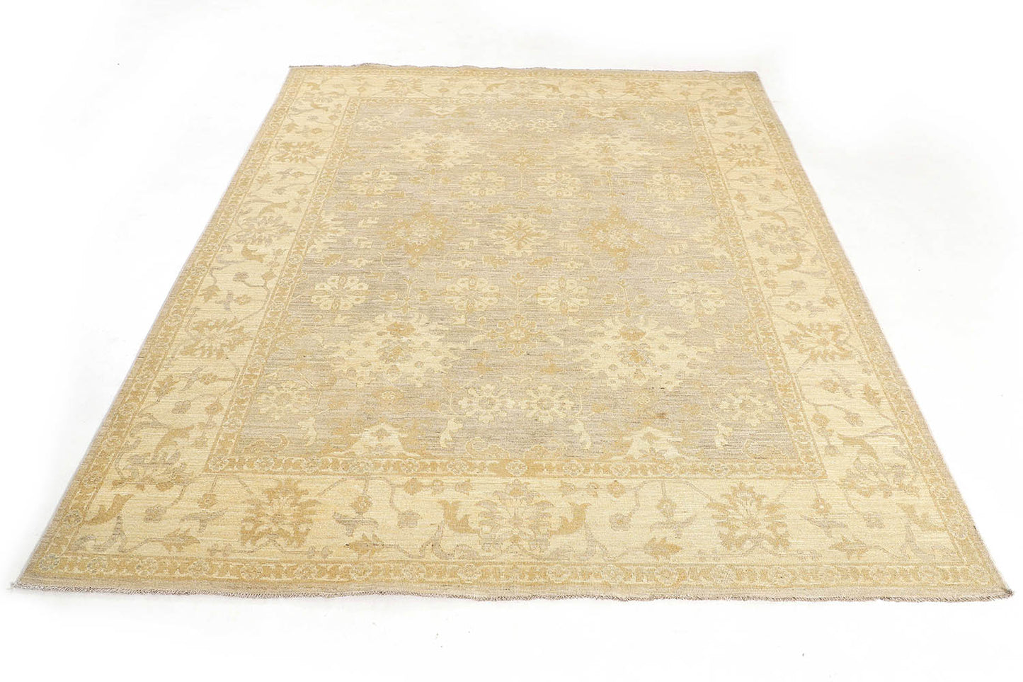 Hand-Knotted Oushak Carpet 8' X 9'.9" Traditional, Grey Fine Wool Area Rug 8x10