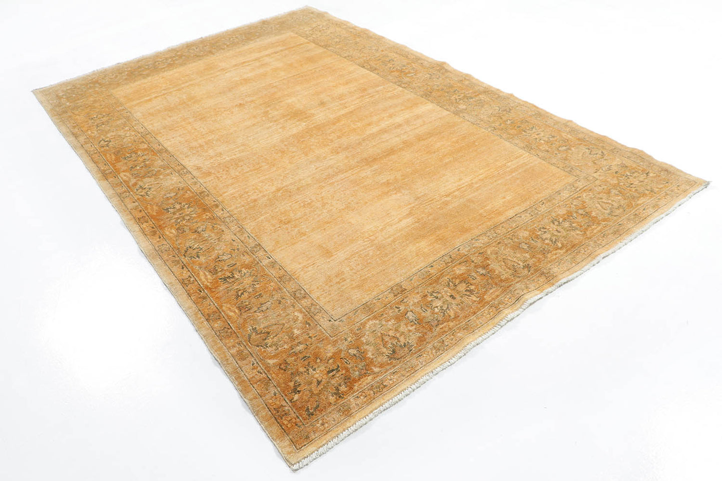 Hand-Knotted Gabbeh Carpet 6' X 9' , Beige Fine Wool Area Rug 6x9