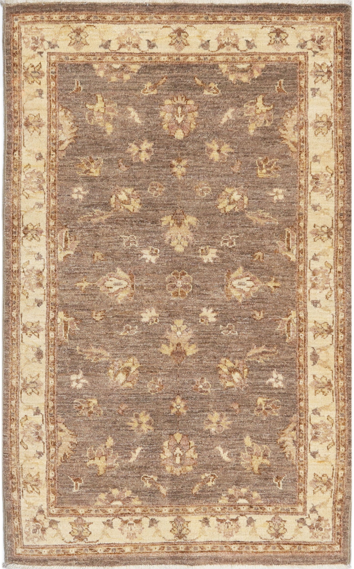 Hand-Knotted Oushak Carpet 3'.2" X 5'.1" Traditional, Grey Fine Wool Accent Rug 3x5