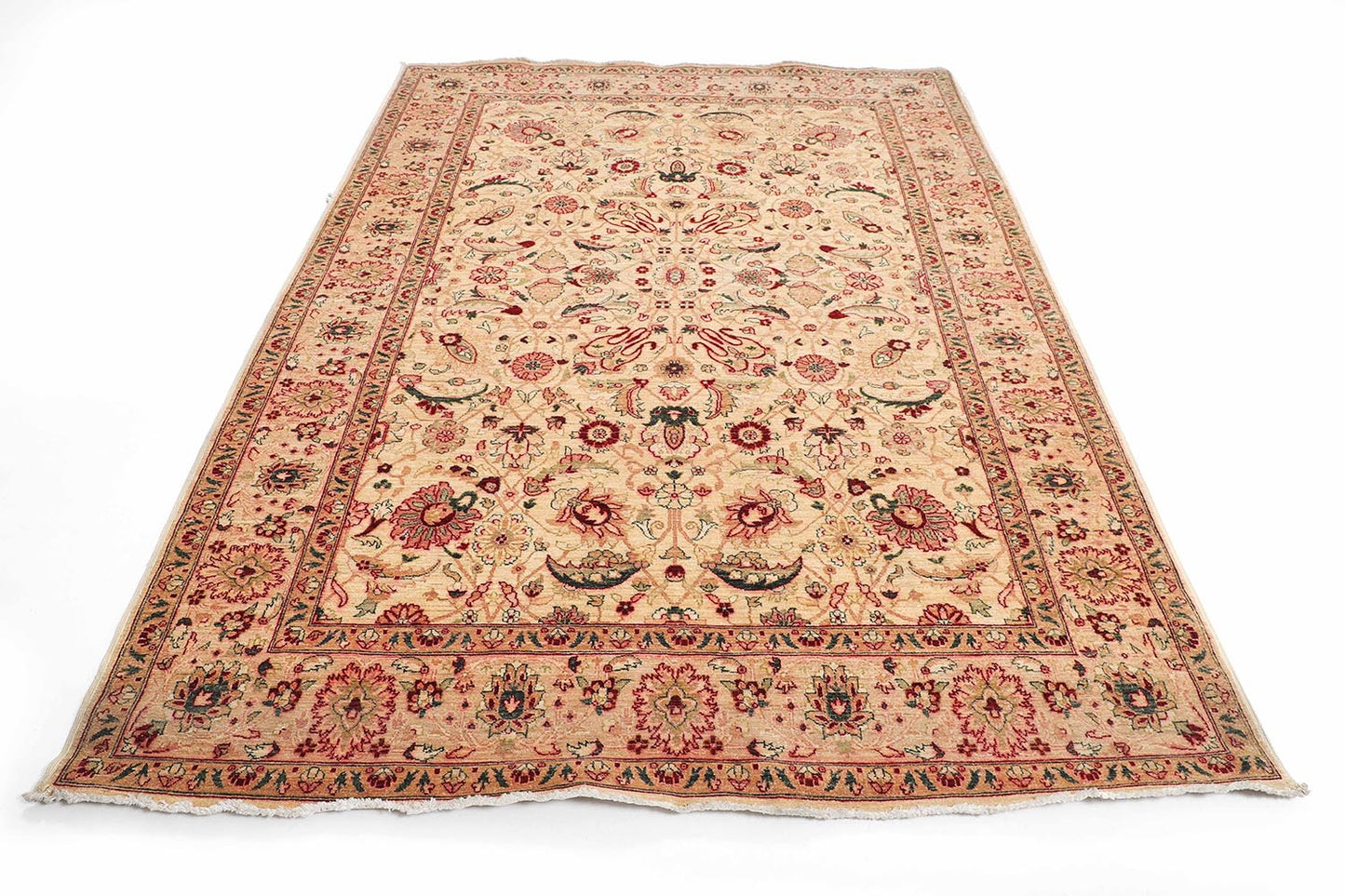 Hand-Knotted Oushak Carpet 5'.10" X 8'.2" Traditional, Ivory Fine Wool Area Rug 6x9