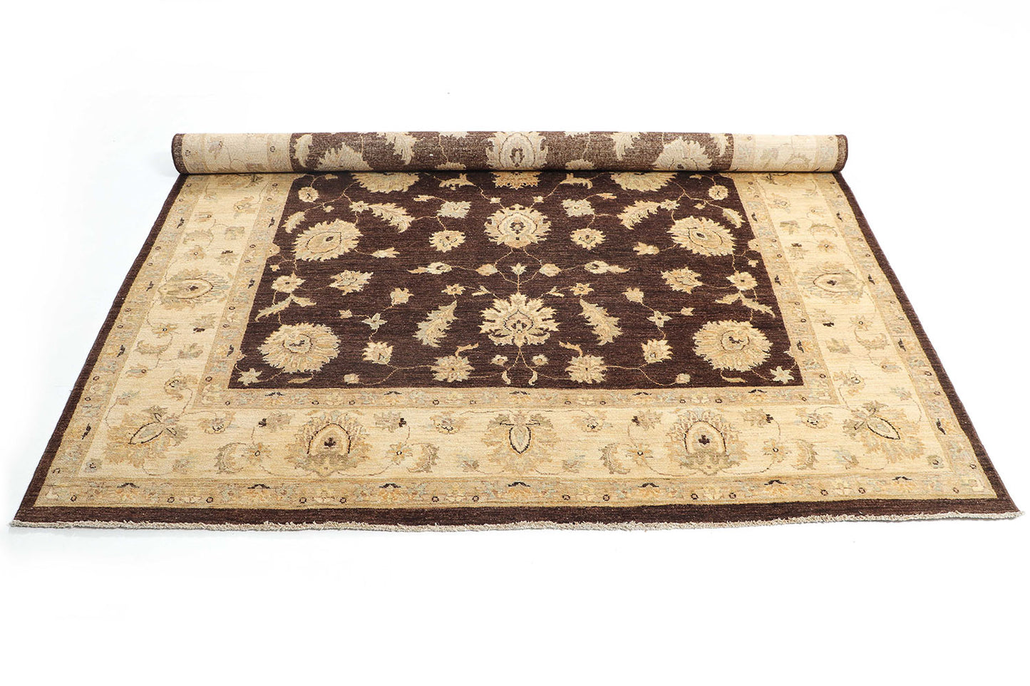 Hand-Knotted Oushak Carpet 8'.1" X 9'.9" Traditional, Brown Fine Wool Area Rug 8x10