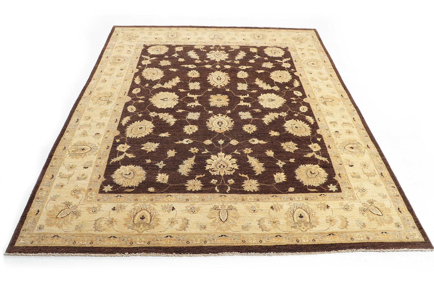 Hand-Knotted Oushak Carpet 8'.1" X 9'.9" Traditional, Brown Fine Wool Area Rug 8x10