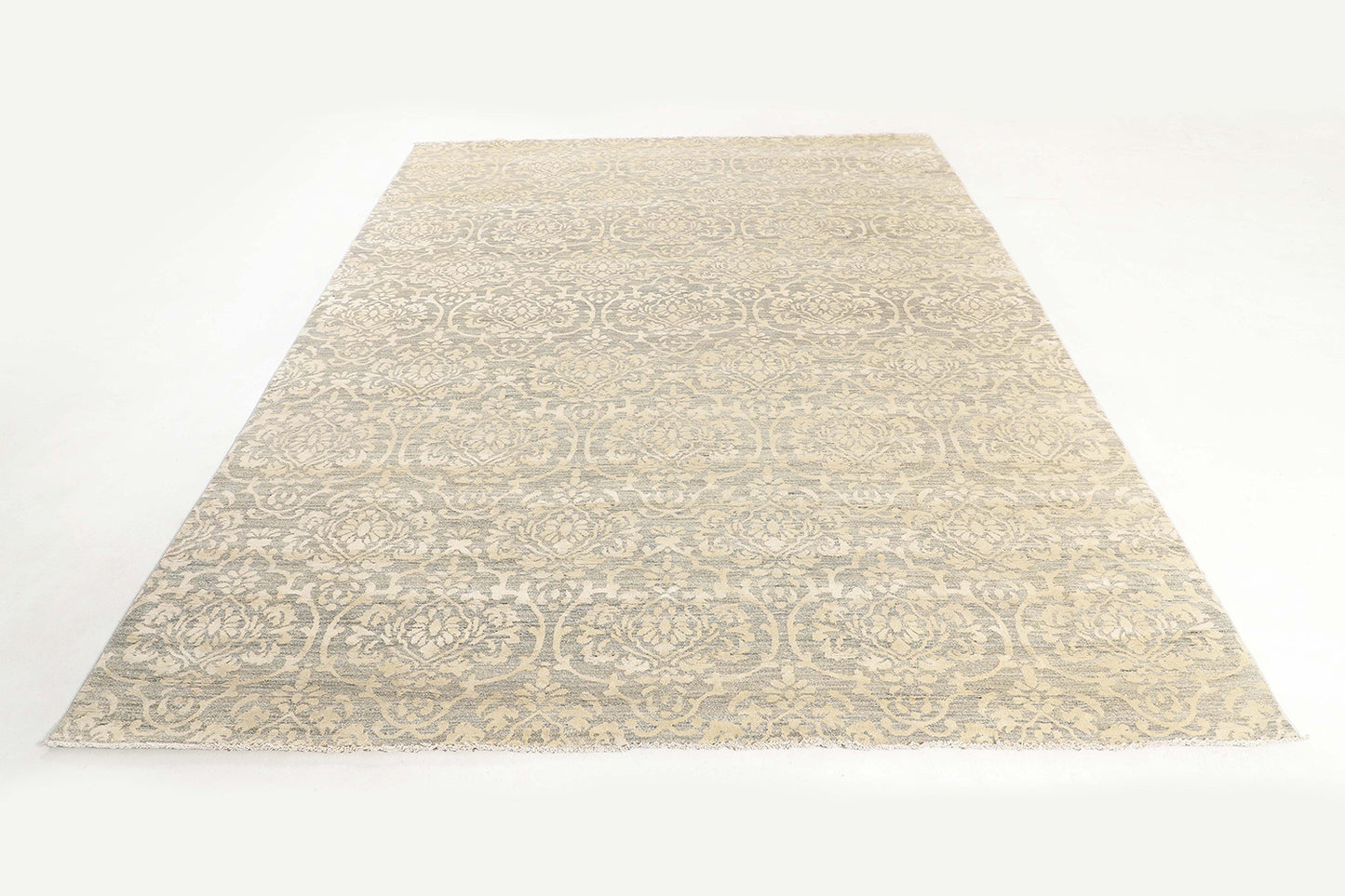Hand-Knotted Oushak Carpet 9'.2" X 12'.1" Traditional, Grey Fine Wool Area Rug 9x12