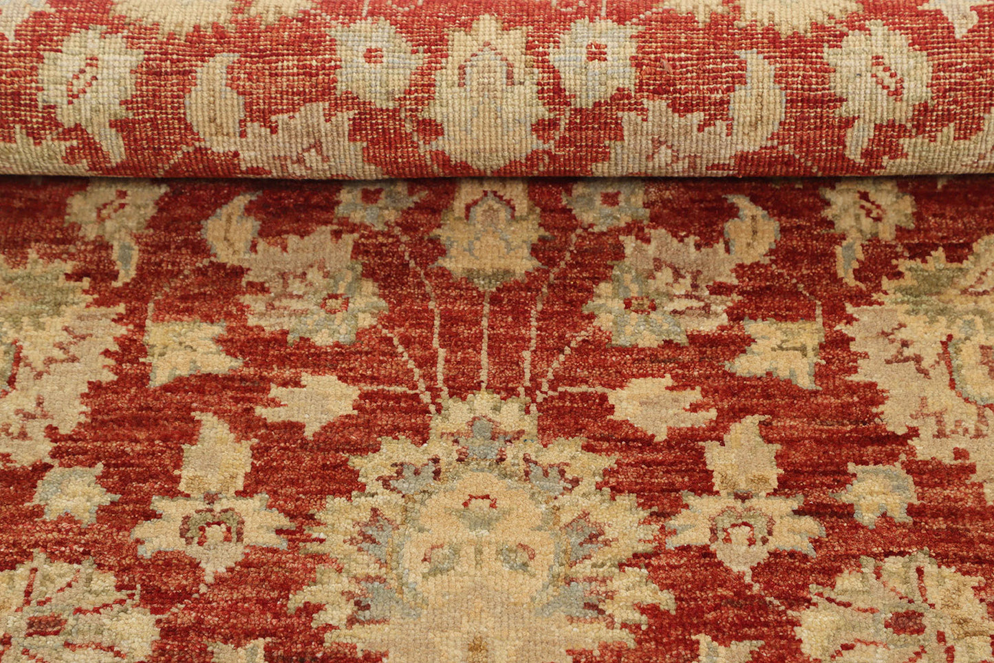 Hand-Knotted Oushak Carpet 3'.4" X 5'.1" Traditional, Red Fine Wool Accent Rug 3x5