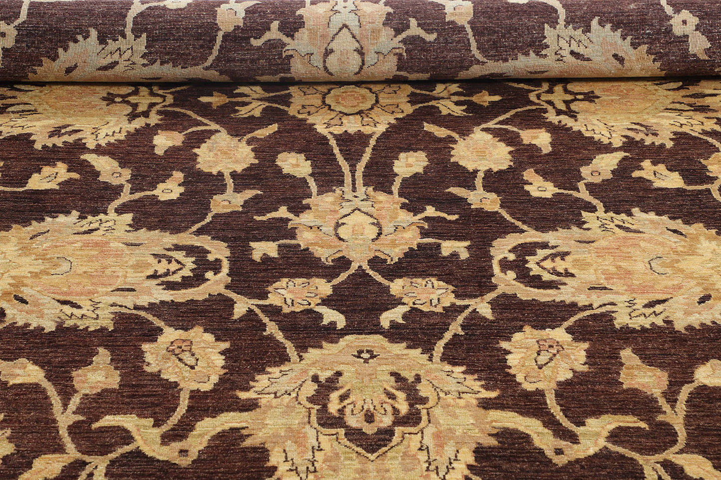 Hand-Knotted Ariana Carpet 9'.7" X 13'.1" Traditional, Brown Fine Wool Area Rug 10x14 D48014