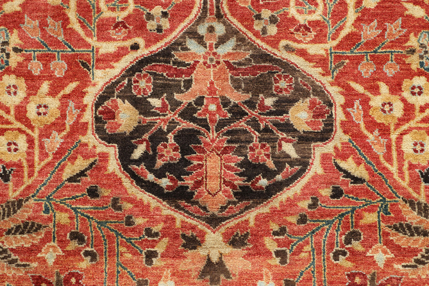 Hand-Knotted Lahore Carpet 9'.11" X 13'.10" Oriental, Red Fine Wool Area Rug 10x14