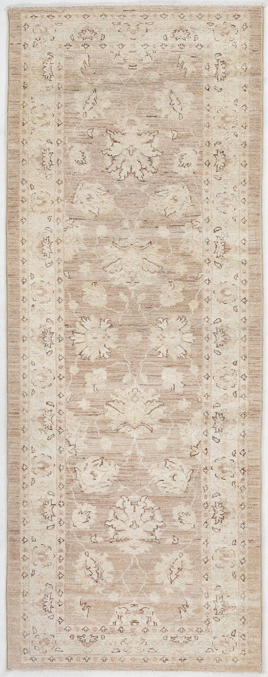 Hand-Knotted Oushak Carpet 2'.7" X 7'.4" Traditional, Brown Fine Wool Runner Rug 2.5x7
